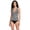 Black/White Vine Floral, variant on Women's Petite V-Neck Plunge X Back Tankini Top