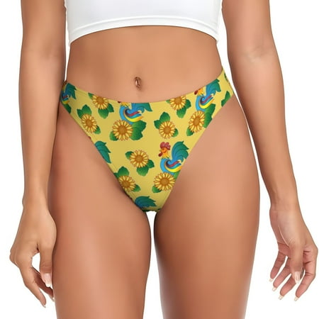 Sigee Roosters And Sunflowers for Women s G-String Sexy  Low Rise  Soft Lace Perfect for Special Occasions-Medium