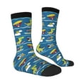 thumbnail image 3 of Uemuo Dinosaur on the Beach Vacation Pattern Women's Crew Socks, Soft Durable Breathable Moisture-Wicking with Odor Control Cotton socks, 3 of 9