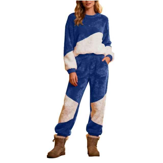 Women's Solid Color Round Neck Sets, Versatile for Summer and Velvet Warmth in Winter