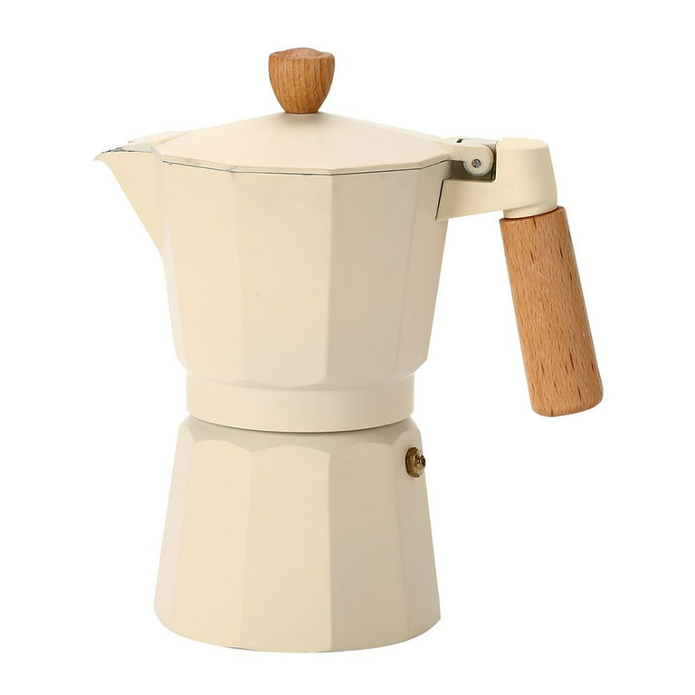Stovetop Espresso Maker Aluminum Moka Pot Wood Handle Italian Espresso  Coffee Maker Espresso Percolator Pot Sliver/ Red/ Black