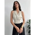 thumbnail image 4 of Women'S Pleated V Neck Sleeveless Blouses Office Dressy Shirts  XS, 4 of 7