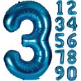 thumbnail image 1 of 40 Inch Blue Numbers 0-9 Birthday Party Decorations Helium Foil Mylar Number Balloon Digital 3, 1 of 4