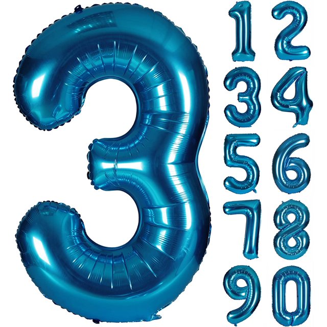 40 Inch Blue Numbers 0-9 Birthday Party Decorations Helium Foil Mylar Number Balloon Digital 3