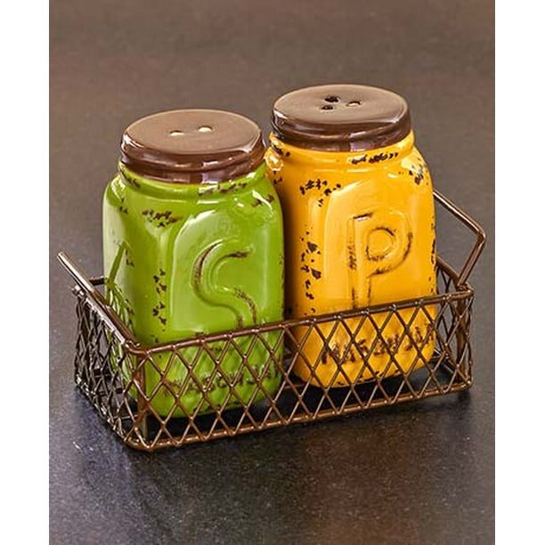 Mason Jar Kitchen Decor Farmhouse Kitchen Accessories Set Salt and Pepper Shakers, Utensil Holder, Soap Dispenser