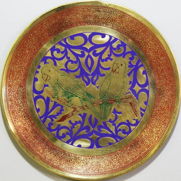 Natural Geo Assiette Décorative en Laiton pour Perroquets Décontractés