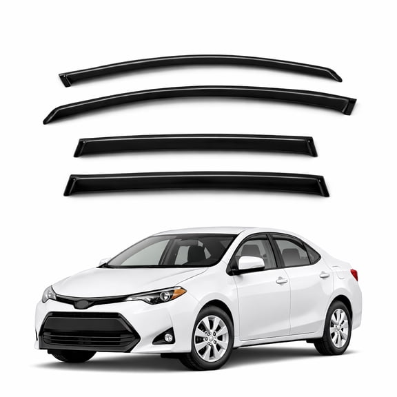 TuningPros WV2M-848 Outside Mount 2.0mm Window Visor Deflector 4 Pcs Set For 2014-2016 Toyota Corolla