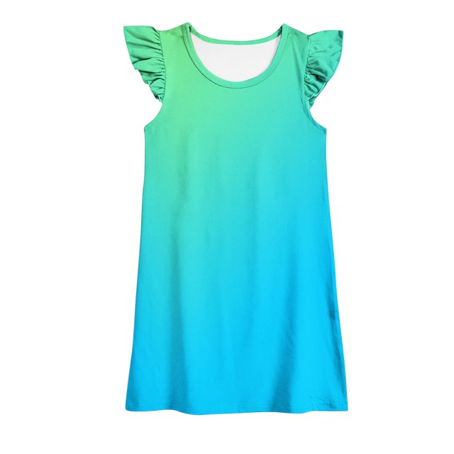 Plebaso Robes pour Bébés Filles Été Col Rond Manches Volantes Dégradé Robe d'Été Mode Enfants