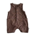 thumbnail image 2 of LYMAYTER ‌Infant Baby Boys Girls Sleeveless Button Down Jumpsuit Striped Romper Summer Fall Wear‌ 3-24M, 2 of 8