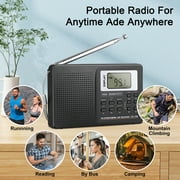 Portable Radio, DISEN Digital Stereo Radio World Full Band Radio Receiver with Great Reception and Alarm Clock, Handheld Transistor Radio for Walking, Camping, Jogging, Black