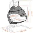 thumbnail image 7 of 2 Person Double Hanging Swing Egg Chairs,Indoor Outdoor Wicker Hanging Hammock with Stand,Cushioned Loveseat Chaise Lounger,Perfect for Patio Garden Porch Backyard House Indoor Decor, Black, 7 of 7