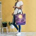 thumbnail image 4 of FORMRS Womens Canvas Tote Bag with Zipper Inner Pocket Shoulder Handbag, Night Purple Road, 4 of 7