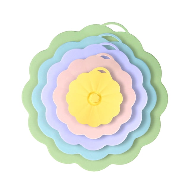 5 Pieces Silicone Lids Microwave Splatter Cover 5 Sizes Heat Resistant Food Suction Lids Sealing Lid for Cups Plates Skillets multicolor