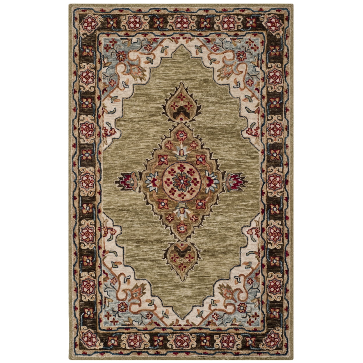 SAFAVIEH Aspen Emilija Southwestern Wool Runner Rug, Sage/Brown, 2'3" x 7'
