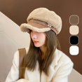 thumbnail image 3 of Sombrero octogonal de pelo de cordero para mujer, moda coreana, sombrero de lengua de pato con brote de felpa, sombrero de artista Retro británico de moda, nuevo, 3 of 4