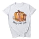 thumbnail image 4 of Blusa de manga corta con estampado de otoño y cuello redondo informal de verano para mujer Pompotops  hfajkhk139863, 4 of 4