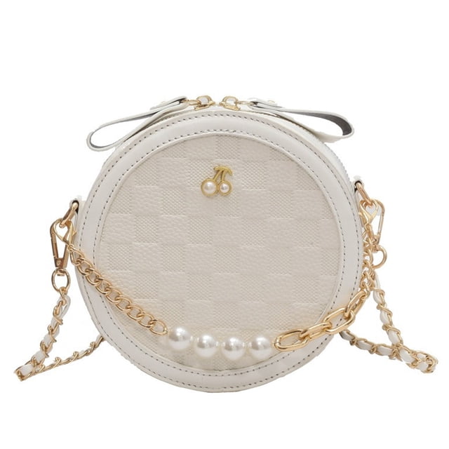 Bolsos cruzados pequeños y bonitos para mujer, bolso redondo, bolso de hombro de cuero con cremallera superior, 16*16*6cm
