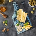 thumbnail image 5 of Scenery Cutting Board, Cartoon Like Mountain with Snow Landscape with Lake Reflection Art, Decorative Tempered Glass Cutting and Serving Board, Wine Bottle Shape, Blue Grey Dark Blue, by Ambesonne, 5 of 5