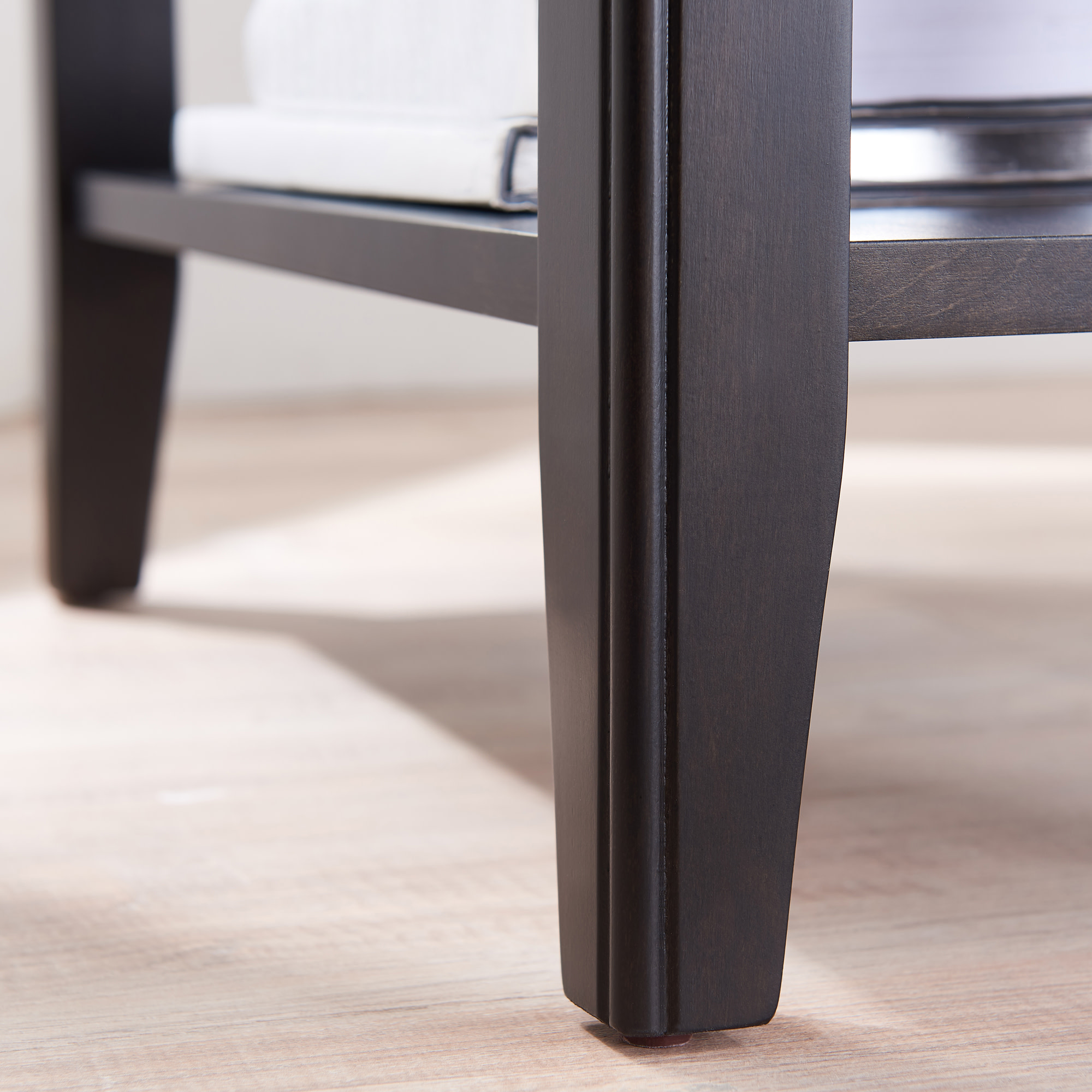 Black Solid Wood Narrow End Table with Shelf, Small Space, 12 in. W
