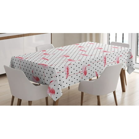 

Retro Tablecloth Pink Flamingo Birds on Minimalist Stylized Polka Dots Background Lovely Illustration Rectangular Table Cover for Dining Room Kitchen 52 X 70 Inches Black White by Ambesonne