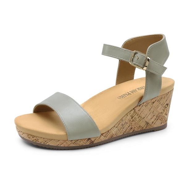 Sandalia DREAM PAIRS NINI-8 Plataforma con Cuña Gris Talle 6