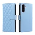 thumbnail image 2 of For Samsung Galaxy A37 5G Wallet Grid Texture Magnetic Flip Cover Card Holder & Bills Slot, Soft PU Leather Magnetic For Women Wallet Case With Detachable Shoulder Strap And Wrist Strap,Blue, 2 of 10