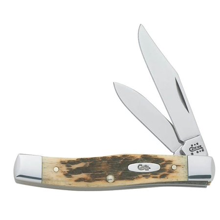 CASE Folding Pocket Knife Chrome Vanadium Steel Blade Amber Handle 00077