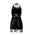 thumbnail image 4 of Franhais Women Swimsuit Cover-ups,Knitted Solid Color Sheer Tassels with High Waist Shorts Beachwear, 4 of 5