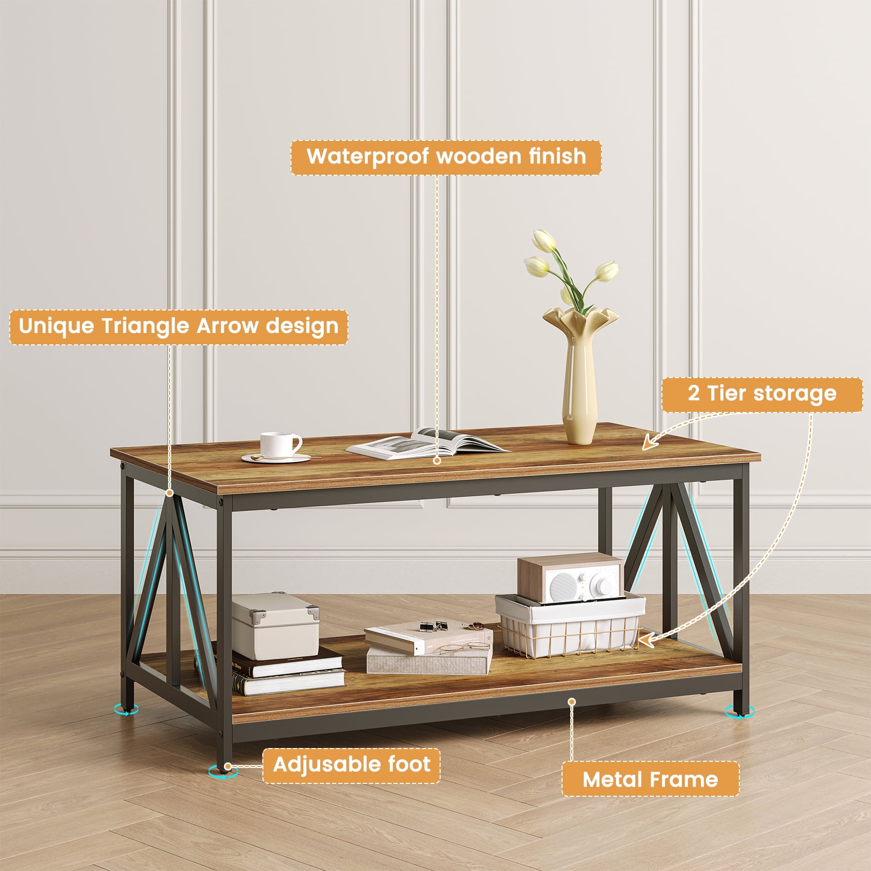 Timagebreze Wood 3-Piece Table Sets Includes 1 and 2 End Tables Home Accent Furniture for Living Room