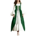 thumbnail image 4 of Wyobmus Renaissance Dress for Women Medieval Victorian Swing Dress Batwing Sleeve Victorian Gothic Off Shoulder Dress Fairy Pirate Witch Wedding Dress B-Green, 4 of 7