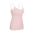 thumbnail image 4 of Lumtrix Women's Slim Fit Square Neck Tank Tops with Built-in Padded Shelf Bra Adjustable Spaghetti Strap Camisole Cotton Undershirts Light pink 2XL, 4 of 6