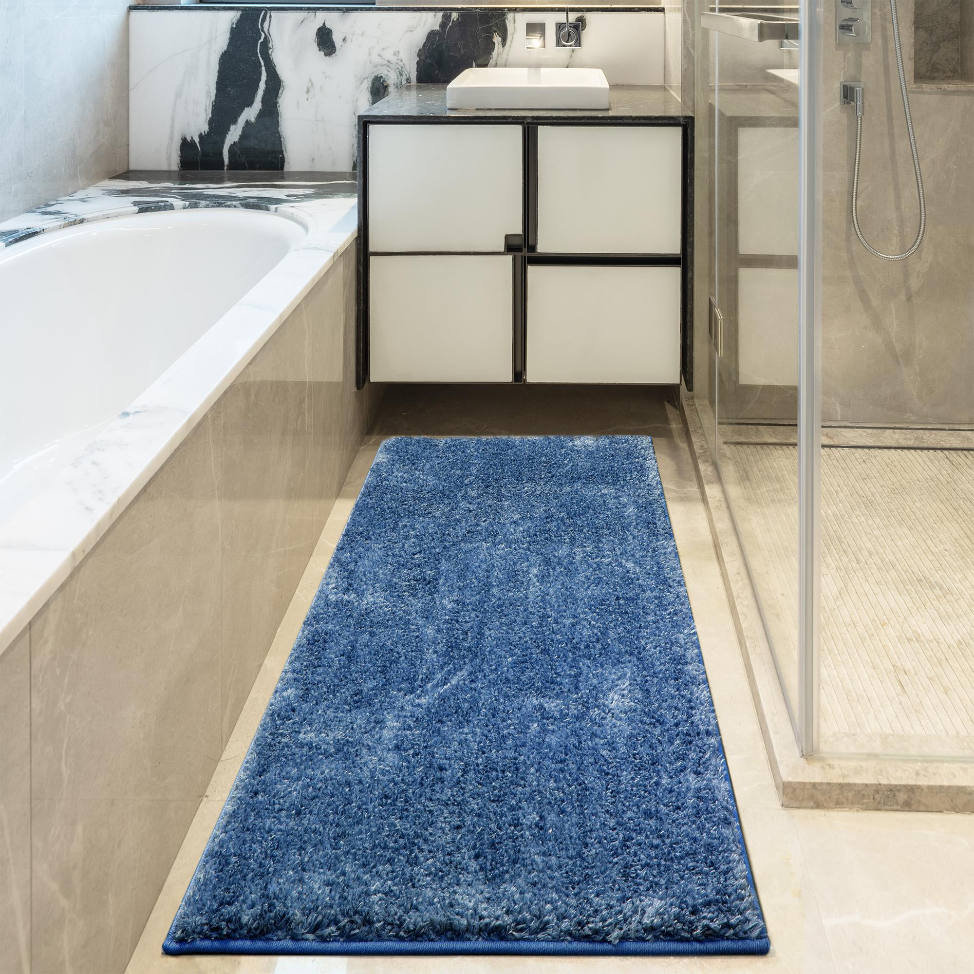 Ottomanson Comfort Non-Slip Rubberback Solid 2x5 Soft Indoor Runner Rug, 20" x 59", Turquoise Blue