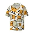 thumbnail image 4 of Uemuo Giraffes Head Pattern Cotton Linen Short Sleeve Shirts,Casual Lightweight Button Down Shirts,Vacation Beach Summer Tops-4X-Large, 4 of 7