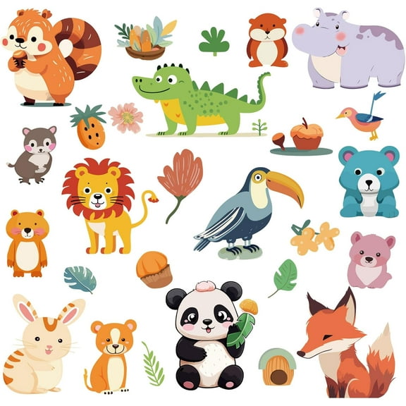 8 Sheets Animal Window Stickers Self Adhesive Panda Bear Squirrel Cartoon Window Clings Wall Stickers Decals Peel and Stick Vinyl PVC Waterproof Decor for Bedroom Nursery Living Room Bath