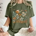 thumbnail image 2 of PVCS Womens Tops Women's Fashion Summer Round Neck Drop Sleeves Leisure Short Sleeve Flower Printing Tops, 2 of 6