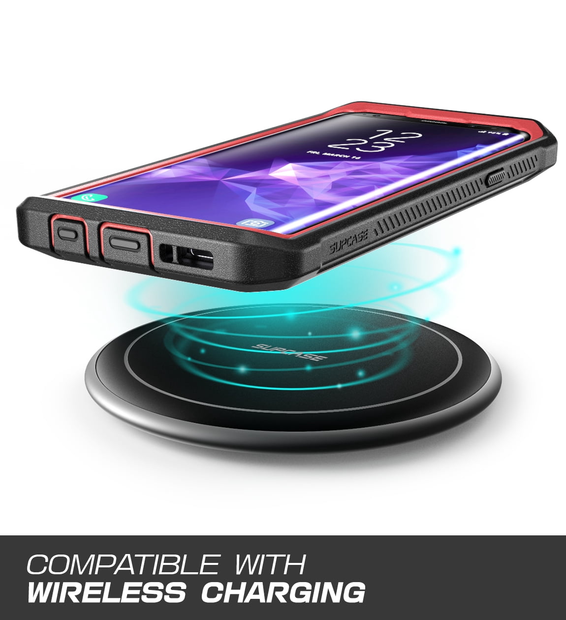 SUPCASE Unicorn Beetle Pro Series Case Designed for Galaxy S9, with Built-in Screen Protector Full-Body Rugged Holster Case for Galaxy S9 (2018 Release) (MetallicRed)