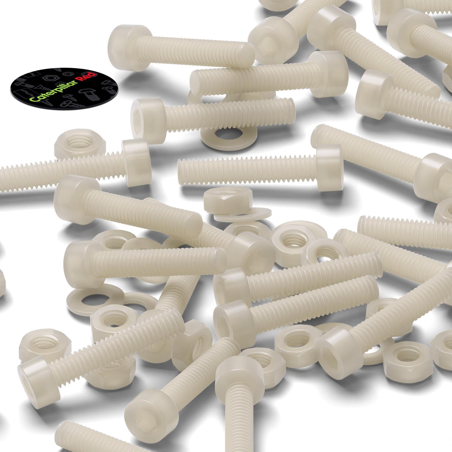 50 x Nylon Socket Head, plastic machine screws, M3 x 20mm, Plastic Bolts, Nuts & Washers, Fasteners, (3/32 x 25/32 in)