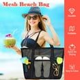 thumbnail image 2 of Mesh Beach Tote, Casual Beach Bags for Teen Girls/Women with Zipper Pocket,Large Sandproof Beach Tote Bag for Pool/Travel/Cruise,Summer Essentials,Black, 2 of 7