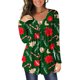 thumbnail image 1 of Pntutb Mujeres Casual Navidad Impreso Jersey Cuello Redondo Manga Larga Botones Blusa tops Pntutb Pntutb-790, 1 of 6