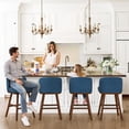 thumbnail image 4 of Carolayne 26" Bar Stool Set of 2 with Upholstered Back, for Home Kitchen, Dark Navy, 4 of 7