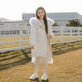 thumbnail image 5 of Girls Winter Jacket Thick Hooded Coats Warm Long Windproof Parka Coat Puffer Coat Padded Overcoat Outerwear Fleece Lined Kids Padded Jacket for Girls & Boys Autumn, Winter Clothes White 5-6Years, 5 of 7