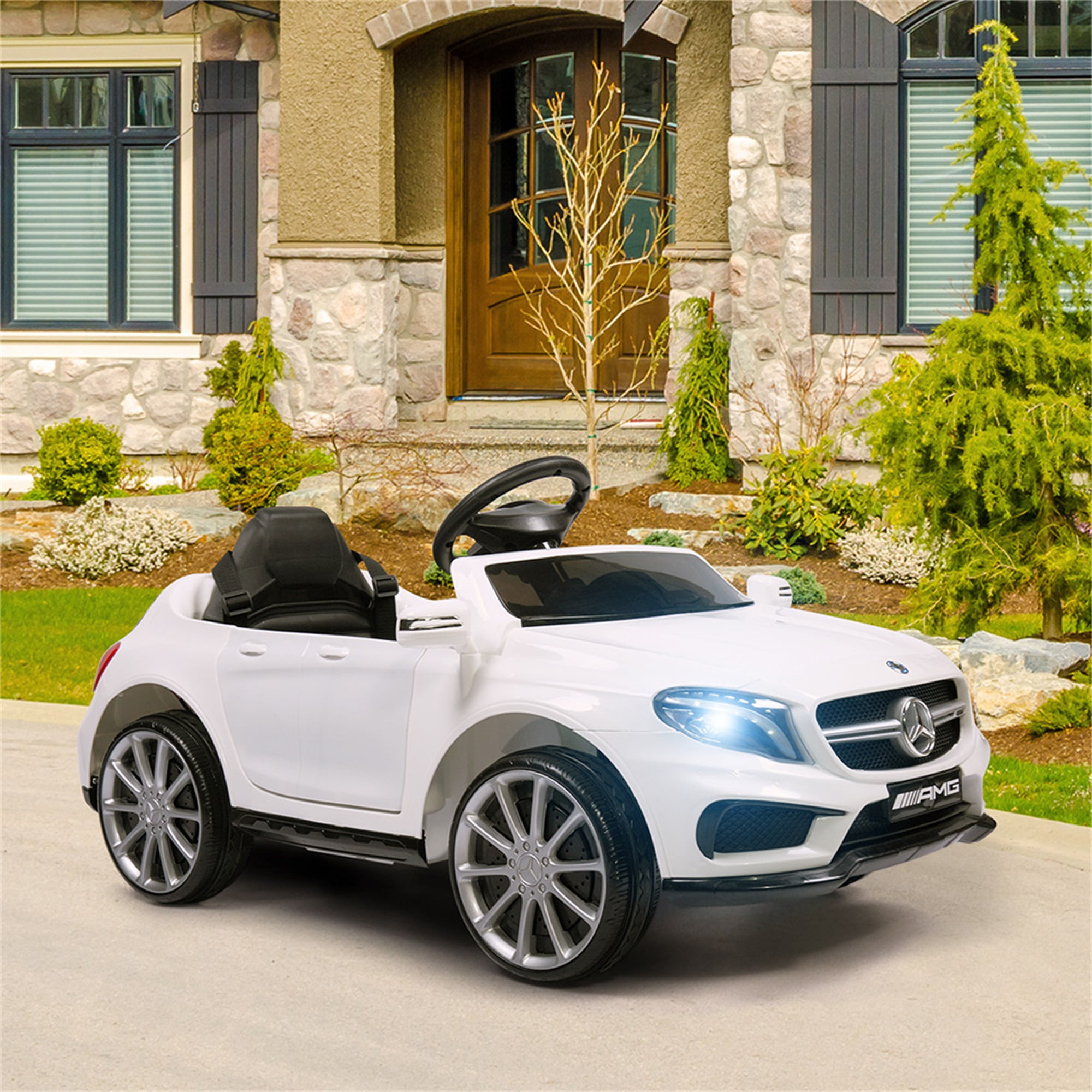 Spaco 6V Kid Ride on Car Electric Vehicle with Headlights Parental Remote Control, White