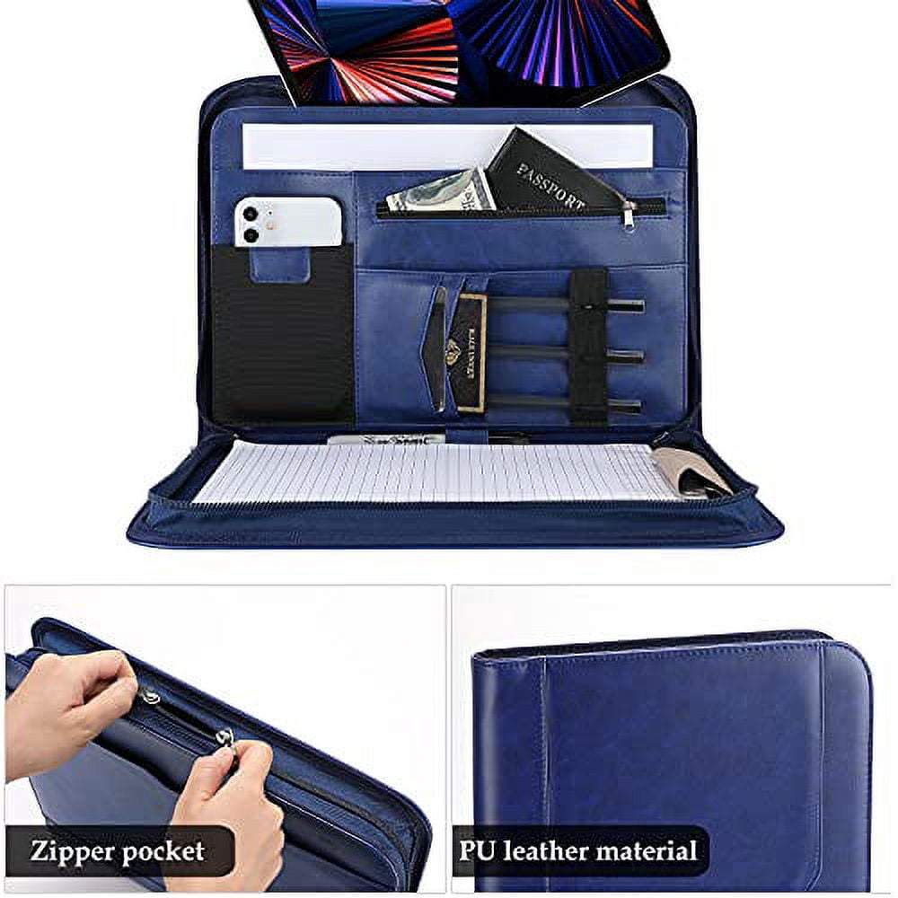 Procase Portfolio Business Padfolio Folder with Zipper, Navy