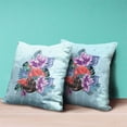 thumbnail image 4 of Flamingo with Flower Indoor/Outdoor Pillow with Removable Cover in Blue Purple Brown26x26, 4 of 5