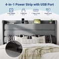 thumbnail image 3 of Allewie King Size Upholstered Bed Frame with Velvet Charging Station & Storage Headboard, Grey, 3 of 8