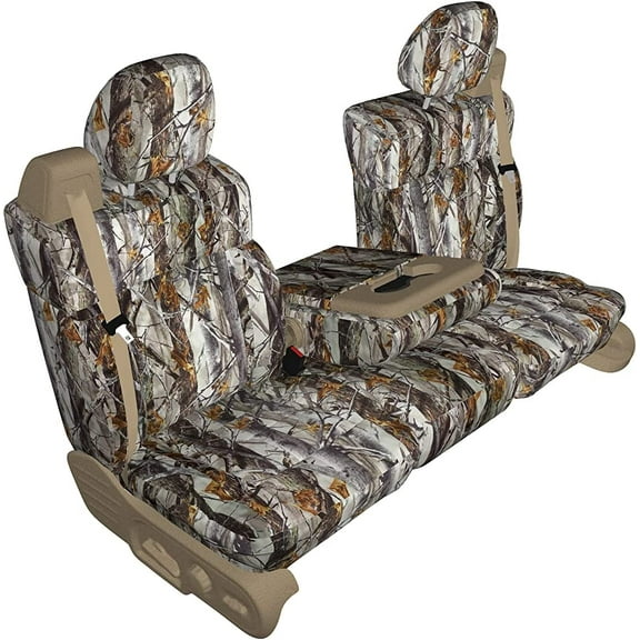 F83 2001-2007 Ford F250-F550 Front 40/20/40 Split Seat With Adjustable Headrests, in XD3C Camouflage Endura