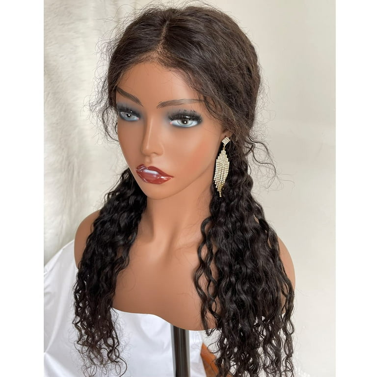 African American Female Mannequin Head With Shoulders Black Lip Wig Display  Stand Pierce Ear Holes Realistic