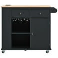 thumbnail image 2 of Kitchen Storage Island, Rolling Kitchen Island with Power Outlet, Portable Kitchen Island Cart on 5 Wheels with Wood Top, Open Storage and Wine Rack, Adjustable Storage for Home Kitchen Dining Room, 2 of 12