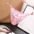 thumbnail image 2 of Panties for Women,Exquisite Underwear Transparent Lace Low Waist Thong Seamless Elastic Breathable T-Shaped Panties,Womens Underwear,Pink,One Size, 2 of 3