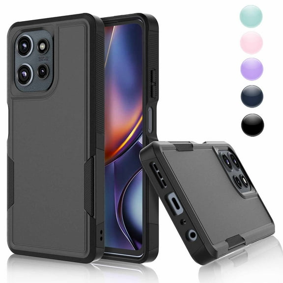 For Moto G 5G 2025 Case, 2 in 1 PC Phone Case for Motorola G 5G 2025 Case, Njjex Heavy Duty Rubber & Rugged Shockproof Full Body Protection Case Cover - Black